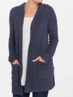 NWT Barefoot Dreams CozyChic Lite Resort Cardigan w/Hood in Indigo sz XS/S